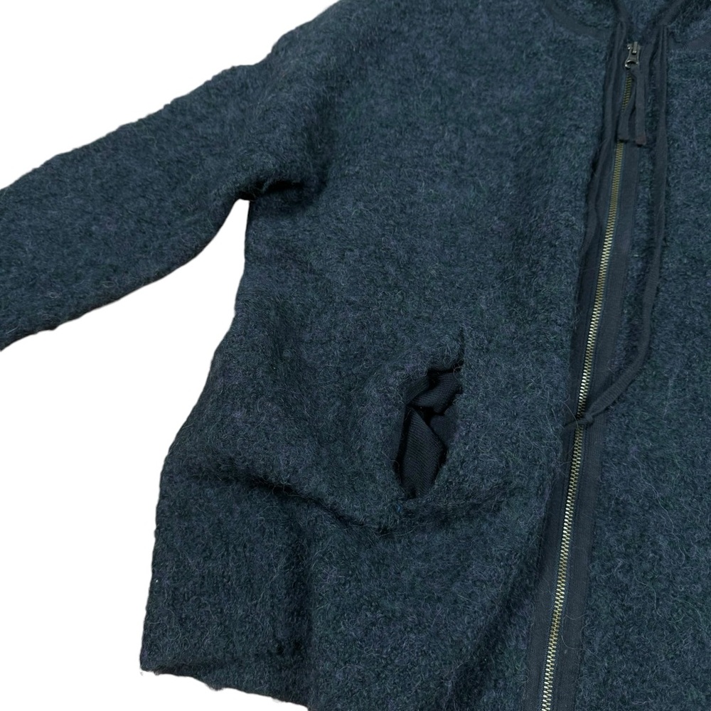 Wool-Blend Hooded Zip Sweater Jacket - Dark Charcoal - Picture 3 of 13